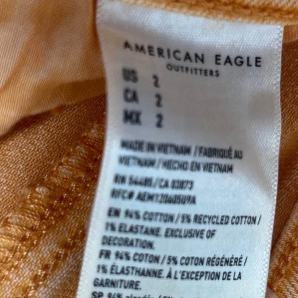 American Eagle Denim Shorts Womens size 2 Orange Excellent High Waisted Raw Hem - Picture 7 of 10